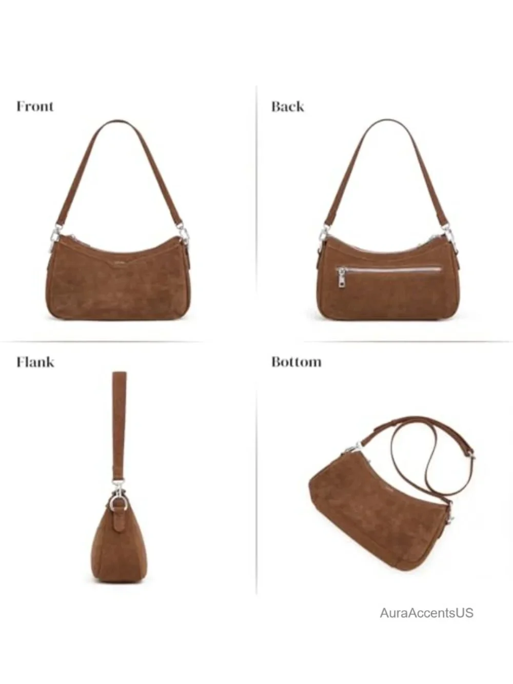 Small Leather Hobo Bag Crossbody Shoulder Purse with 2 Straps